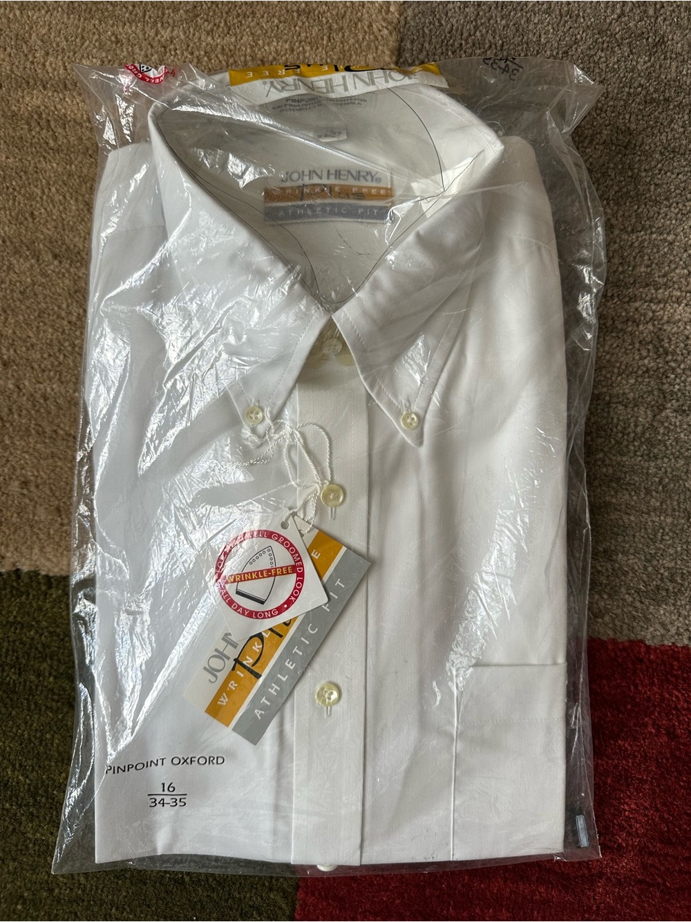 John Henry White Pinpoint Oxford Dress Shirt - Athletic Fit